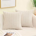 Axyaa Soft Corduroy Striped Pillow Covers Set for Living Room, Sofa, Bed