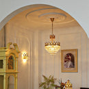 Axyaa Gold Crown Crystal Chandelier LED Pendant for Modern Luxury Living Space