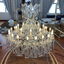 Axyaa Gold Crystal Chandelier for Foyer Lobby Hallway - Staircase Ceiling Light