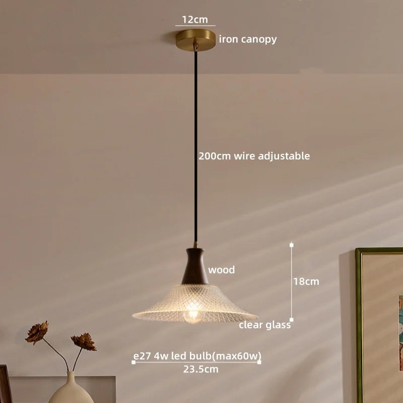 Axyaa Japanese Style LED Glass Pendant Lamp for Kitchen, Bedroom & Living Room