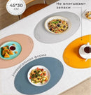 Axyaa Oval Leather Placemat 10PCS - Orange Waterproof Dining Table Mat Home Kitchen