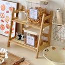 Axyaa 2-Tier Rattan Desktop Organizer Stand Shelf - Office & Stationary Storage Rack
