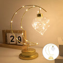 Axyaa Iron Moon Star Night Light for Bedroom, Navidad Christmas Decor, Atmosphere Table Lamp