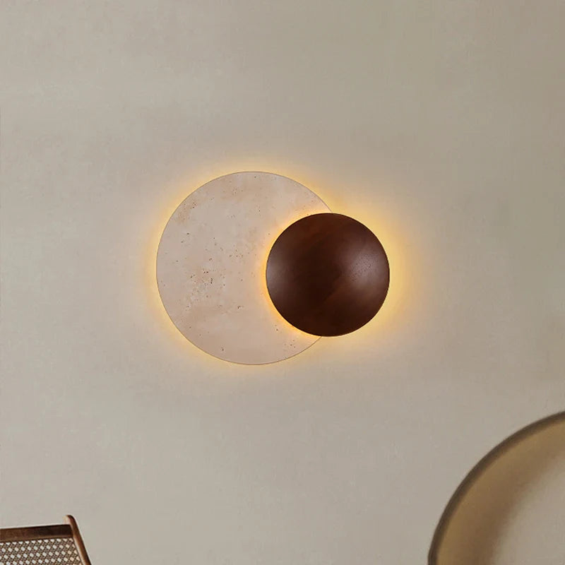 Yellow Travertine Wabi Sabi Style LED Wall Lamp by Axyaa