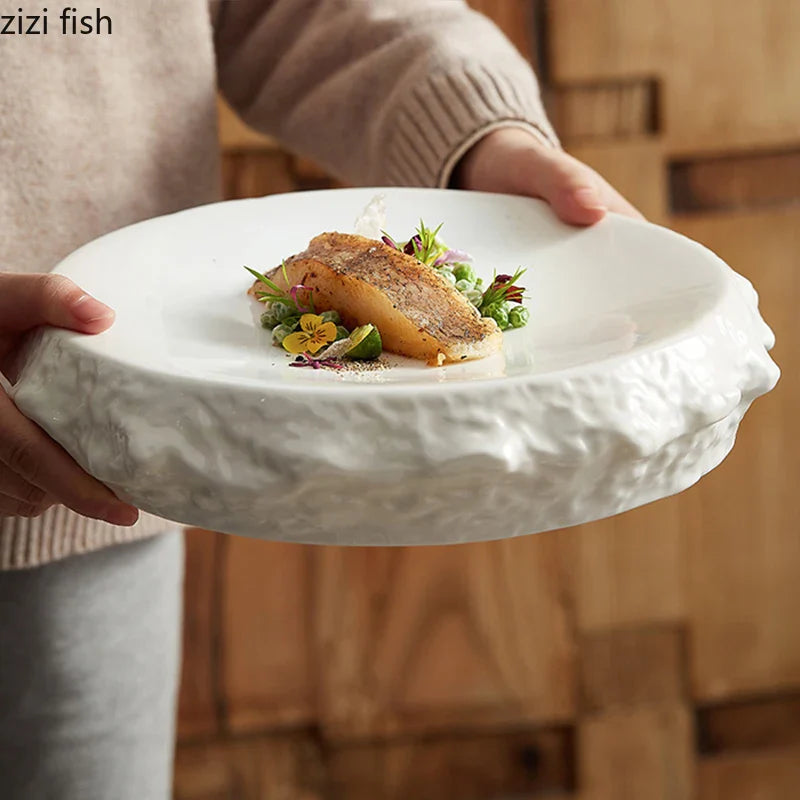 Axya Ceramic Steak Plate Sushi Dish Solid Color Tableware Snack Desserts Dish