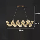 Axyaa Modern Luxury LED Spiral Crystal Chandelier for Dining Room