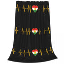 Axyaa Kurdish Heartbeat Flag Velvet Throw Blanket - Cozy Home Office Bedspread