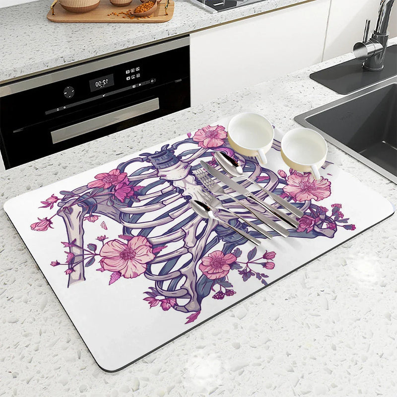 Axyaa Halloween Diatom Mud Kitchen Drain Pads Set for Tableware & Coffee Machine