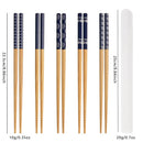 Axyaa Bamboo Chopsticks Set Japanese Style Blue Wood, Anti-skid, Portable
