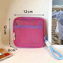 Axyaa Square Mesh Cosmetic Bag with Zipper: Portable, Multi-purpose Makeup Storage Case
