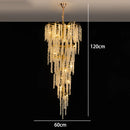 Axyaa Crystal Chandelier: Modern Home Stair Pendant Lamp for Living Room & Interior Lighting
