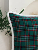 Axyaa Green Plaid Christmas Pillow Cover 30x30cm45x45cm - Soft & Festive Decor for Christmas Party