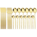 Axyaa Gold Stainless Steel Dinnerware Set for Elegant Table Setting