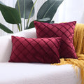 Axyaa Velvet Diamond Check Pattern Throw Pillowcase for Stylish Home Decor