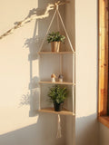 Axyaa Triangle Wooden Wall Shelves 1/2/3-Tier Boho Rustic Home Decor