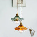 Axyaa Retro Copper Glass LED Pendant Light for Bedroom & Dining Room
