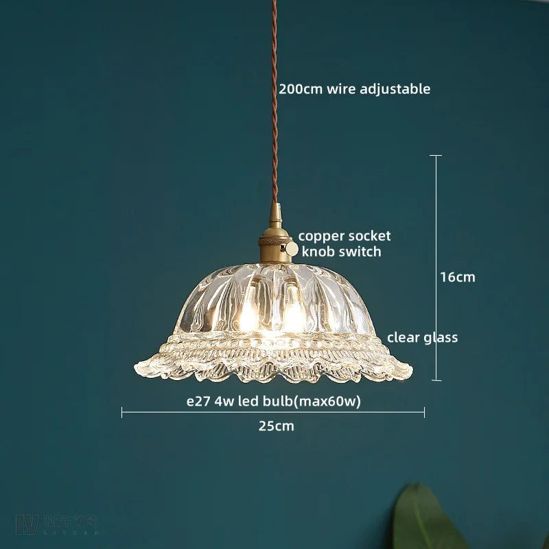 Axyaa Clear Glass LED Pendant Chandelier - Nordic Hanging Lamp for Kitchen, Living Room