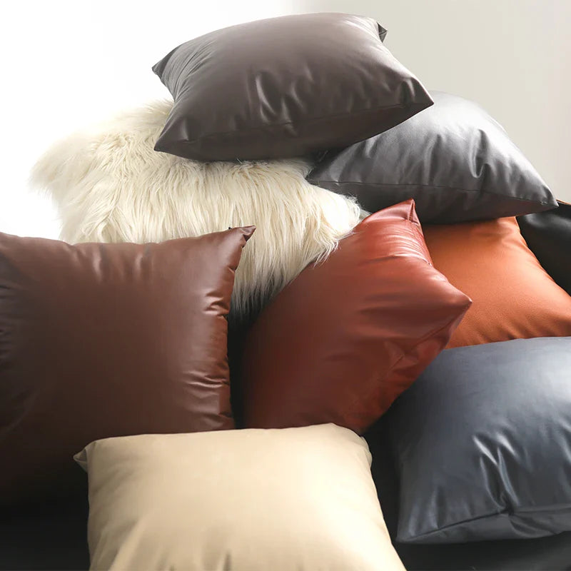 Axyaa 45x45cm Pu Leather Cushion Covers for Home Decor