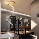 Axyaa Modern Crystal Chandelier Ring LED Light - Chrome Luxury Staircase Lobby Lamp