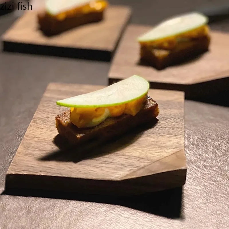 Axya Black Walnut Wooden Sushi Plate: Unique Molecular Gastronomy Tableware