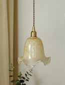 Axyaa European Flowers Glass Pendant Lamp - Luxury Brass Bedside Light