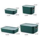 Axyaa Solid Color Storage Box with Cover - Household Organizer for Snacks, Cosmetics, Toys, Clothes