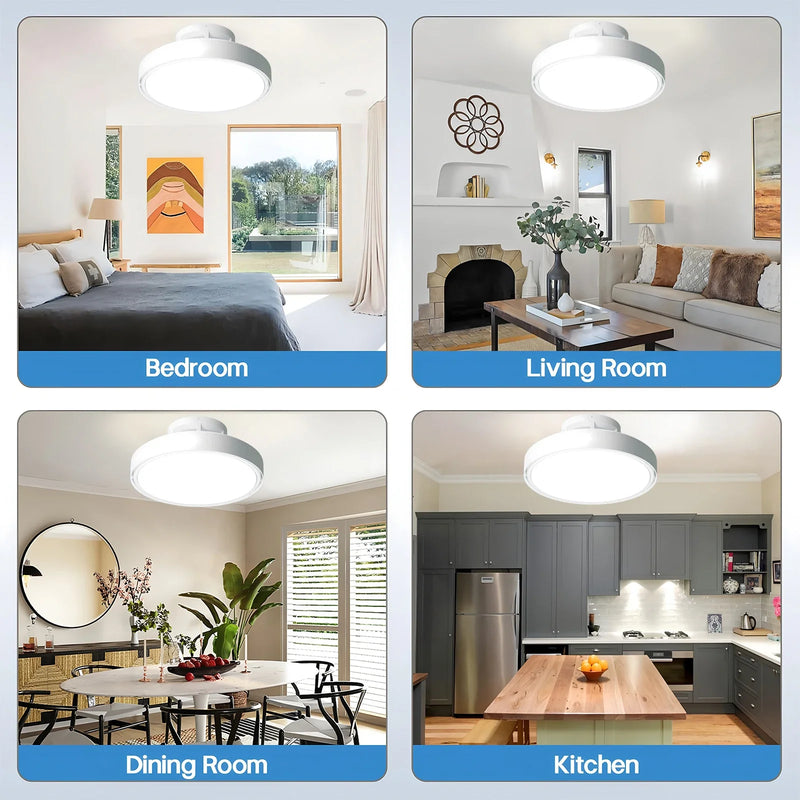Axyaa Round Ceiling Fan with LED Light and Remote Control for Bedroom