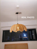 Axyaa Ratten Petal LED Chandelier Minimalist Pendant Light Home Decor Fixtures