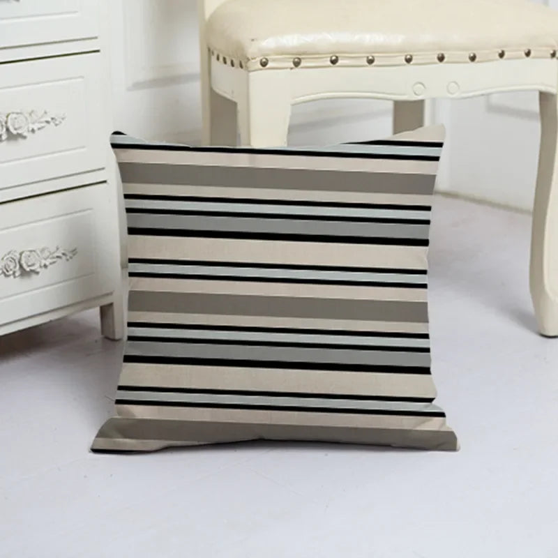 Blue Arrow Geometric Petal Linen Pillowcase by Axyaa