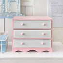 Axyaa Pink Wood 3 Drawer Makeup Organizer for Cute Bedroom Decor