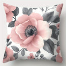 Axyaa Gray-Pink Flower Sofa Cushion Cover Set, 45x45cm, Home Decoration