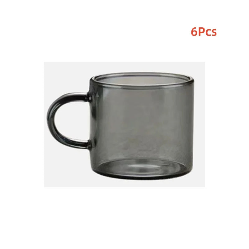 Axyaa Smoke Grey Glass Teacup Set 100ml Kung Fu Small Handle Cup