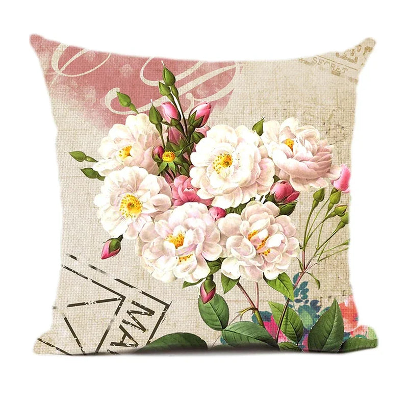 Axyaa Retro Rose Flowers Cushion Cover 45X45cm