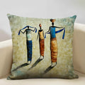 Axyaa African Oil Painting Art Pillow Case 45x45cm Linen Cushion Cover