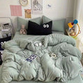 Axyaa Big Eyes Full Queen Bedding Set Solid Color with Sheet Pillowcase