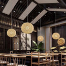 Axyaa Round Wicker Chandelier Pendant Light for Kitchen Island