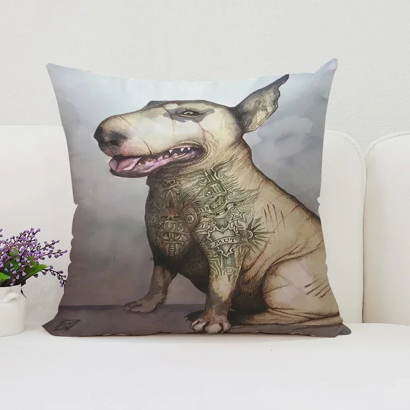 Bull Terrier Art Anime Pillow Cover 40x40 Axyaa Home Decor Throw Pillow