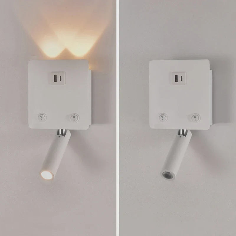 Axyaa Rotatable LED Wall Sconce Lamp with USB Port, Modern Simple Design