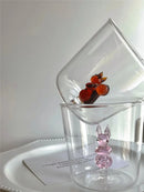 Axyaa Cactus Bunny Duck Clear Glass Tumbler Cup - Table Decor Drinkware