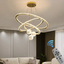 Axyaa Crystal LED Pendant Lamp with Remote Control, Dimmable Chandelier for Home Decor