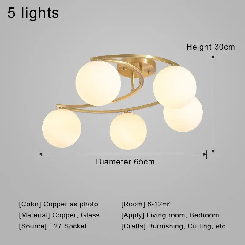 Nordic Glass Chandelier LED Light Fixture by Axyaa - Modern Living Room Decor
