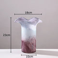 Axyaa Lotus Leaf Edge Glass Vase for Table Decoration and Floral Arrangement