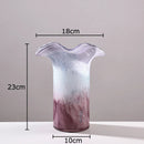 Axyaa Lotus Leaf Edge Glass Vase for Table Decoration and Floral Arrangement