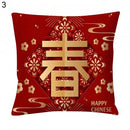 Axyaa Chinese New Year Printed Cushion Cover for Bed and Sofa