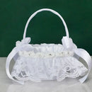 Axyaa Lace White Flower Girl Basket for Wedding & Bridal Events