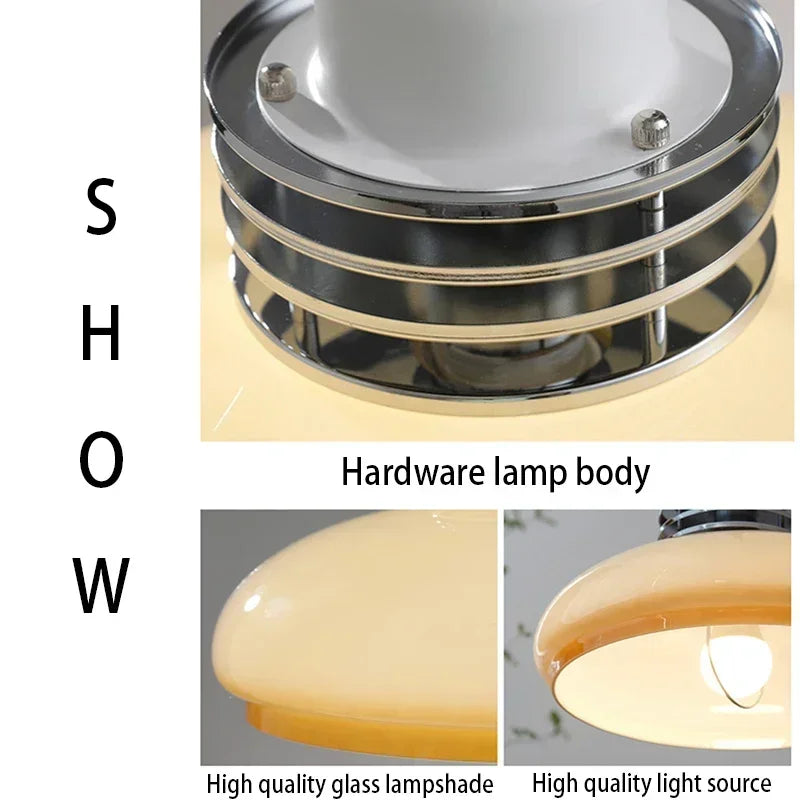 Axyaa Round Glass LED Chandelier for Bedroom, Restaurant, and Bar Counter