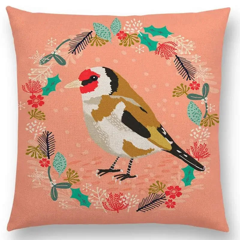 Axyaa Bird-Floral Teacup & Lepidoptera Cushion Cover for Decor & Sofa