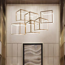 Axyaa Cube LED Pendant Chandeliers for Modern Living Room, Kitchen Island, and Stair Loft