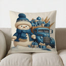 Axyaa Snowman & Gingerbread Decor Pillow Cover for Sofa, Bedroom, Car