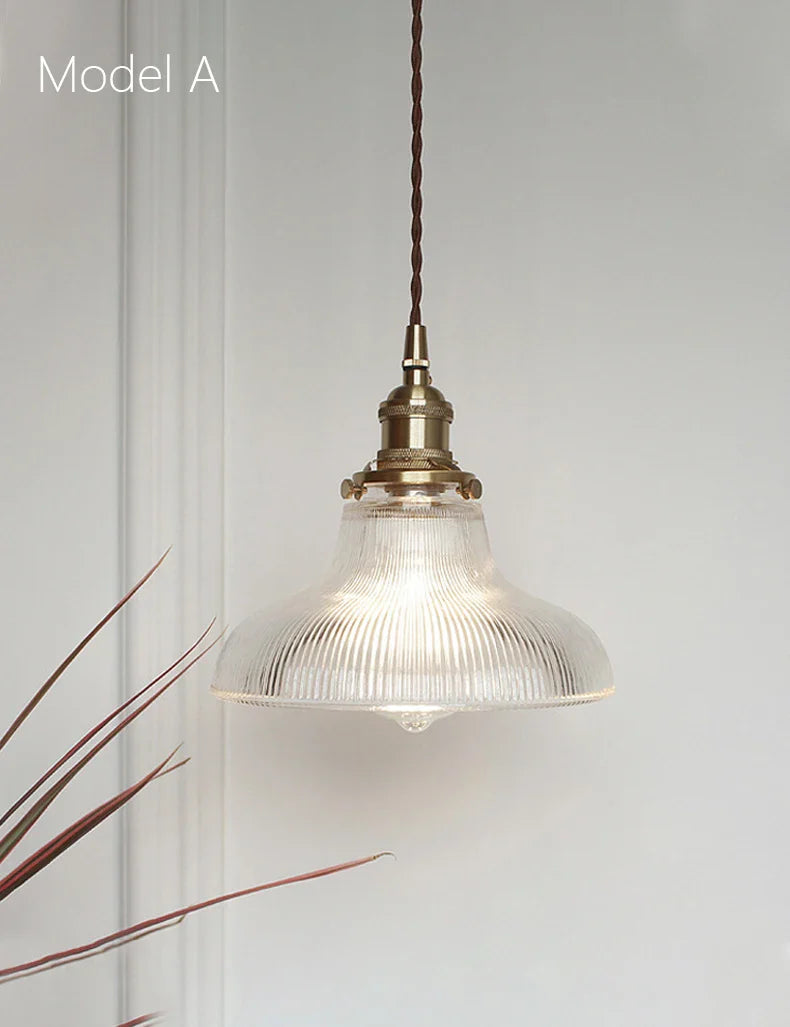 Axyaa Brass Glass Chandelier: Scandinavian Retro Kitchen Island Lighting